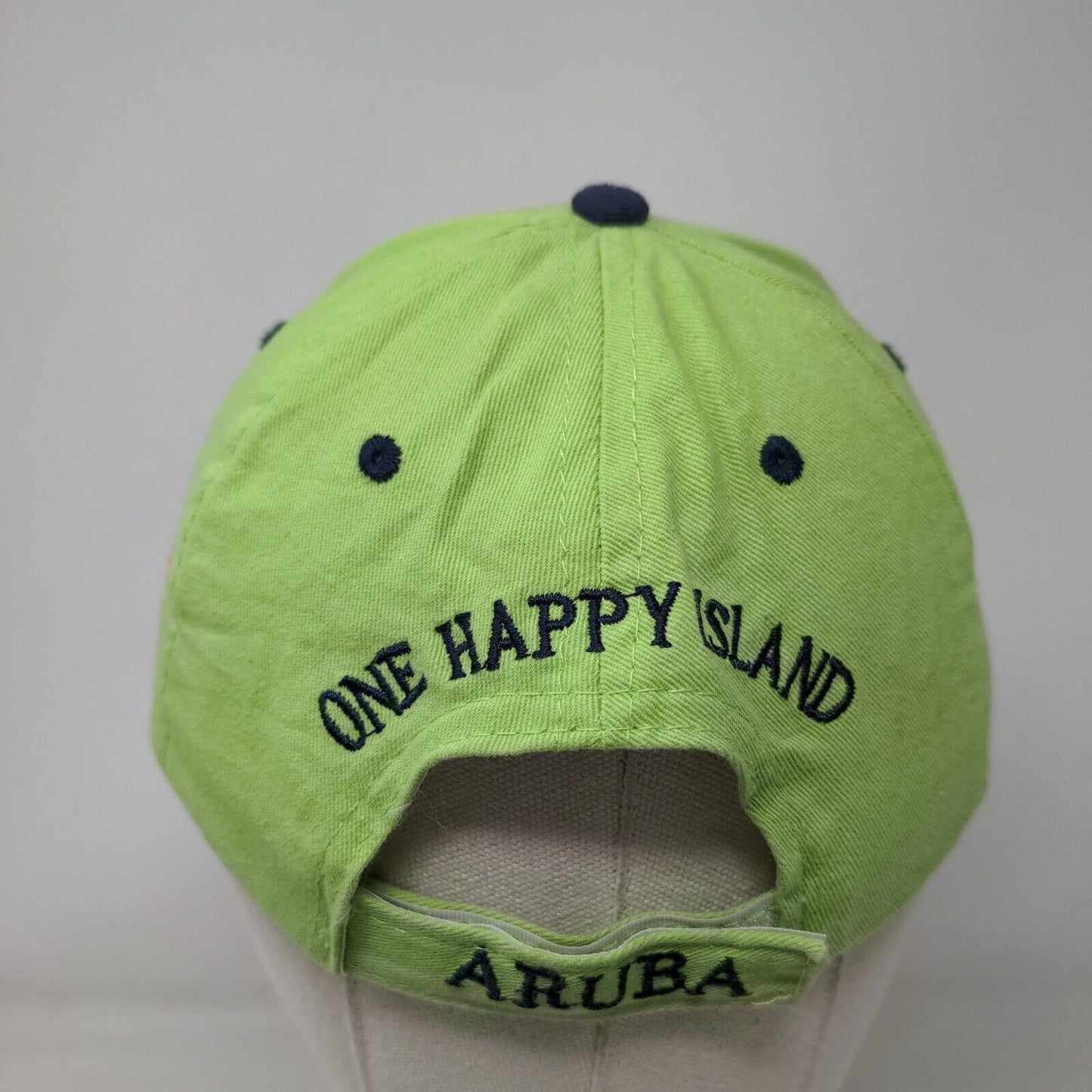 Aruba One Happy Island Strapback Hat Green 58cm Adjustable Embroidered