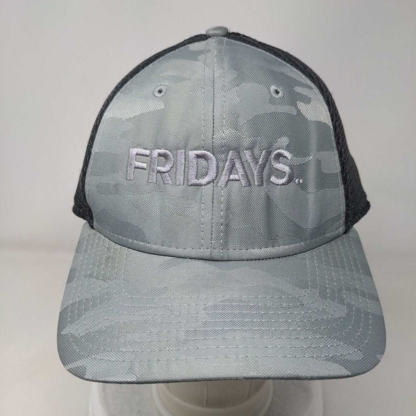 Fridays Fitted Mesh Back Hat Gray Camo L/XL Embroidered New Era 39Thirty