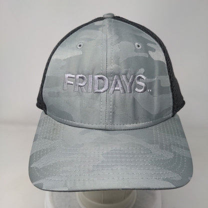Fridays Fitted Mesh Back Hat Gray Camo L/XL Embroidered New Era 39Thirty