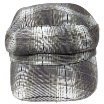 Pugs Gear Army Cap Gray White Black One Size Plaid Pattern Elastic Back Hat