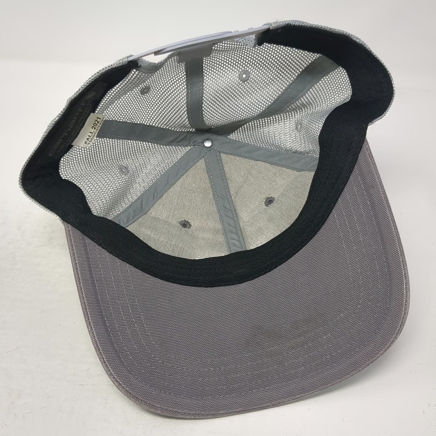 Carhartt Trucker Hat Gray Yellow One Size Mesh Snapback Logo Patch Durable Work