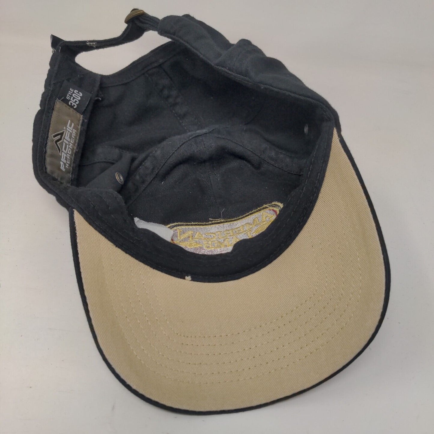American Lamb Slideback Hat Black One Size Embroidered Vent Holes