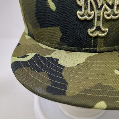 New York Mets MLB New Era Snapback Hat Green Camo One Size Flat Bill 9FIFTY