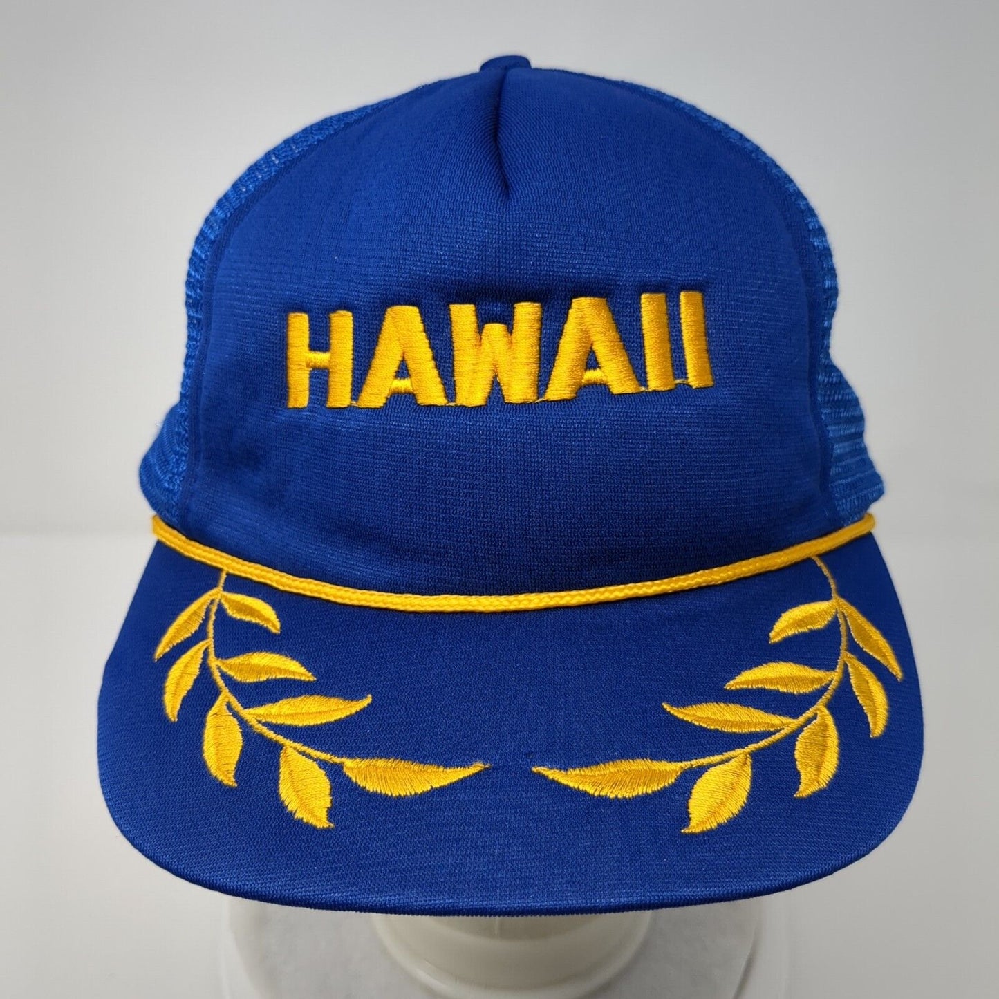 Hawaii Snapback Rope Trucker Hat Blue OSFA Mesh Back Solid Embroidered