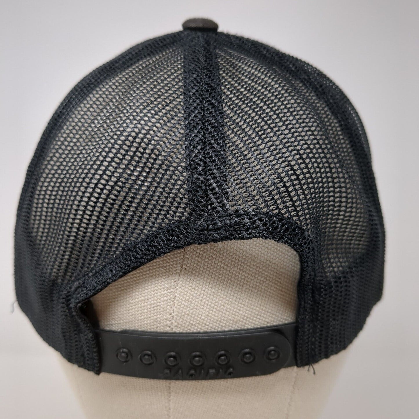208 Logo Snapback Mesh Back Trucker Hat Black One Size Solid Mesh Back