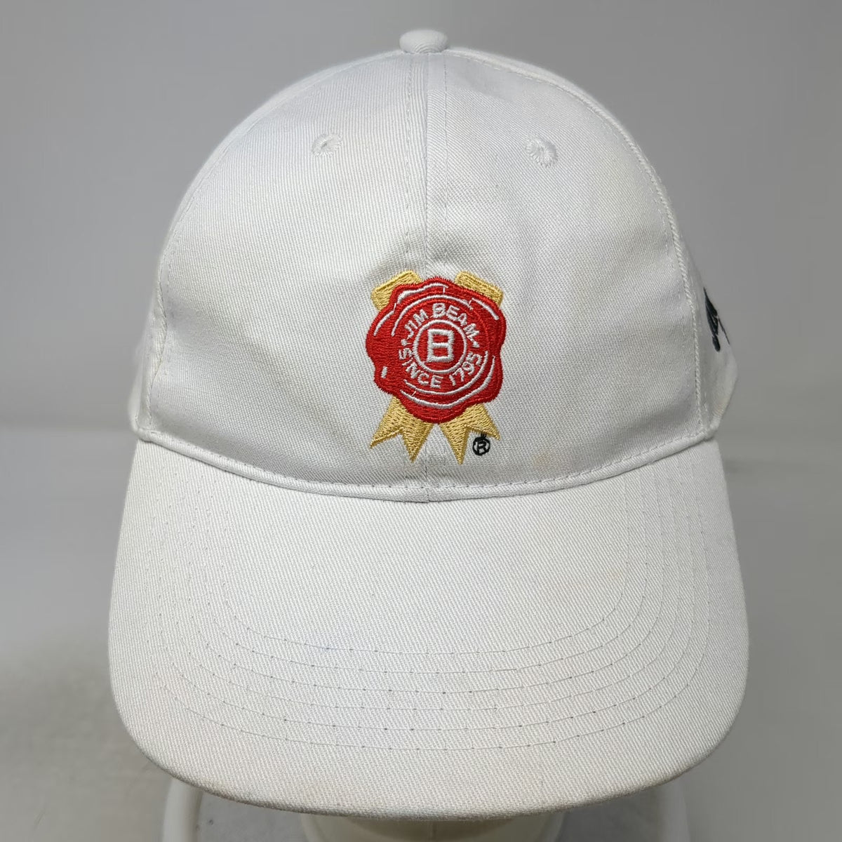 Jim Beam Baseball Cap White One Size Slideback Whiskey Logo Cotton Bourbon Hat