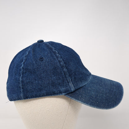 Unbranded Strapback Hat Blue One Size Adjustable Embroidered Logo Denim