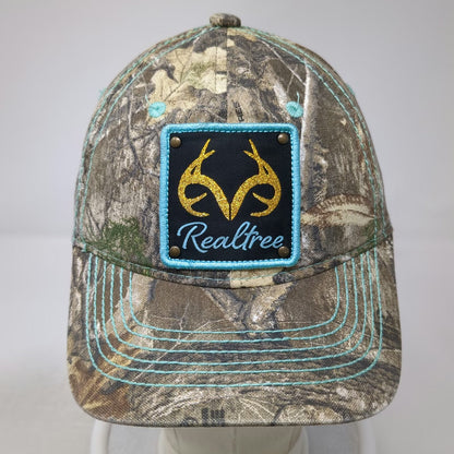 Realtree Snapback Hat Brown Blue Green One Size Camo Glitter Antler Patch