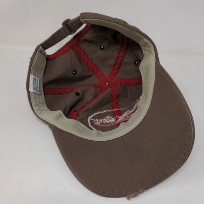 Gettin' Close Slideback Hat Brown OSFA Adjustable Embroidered Distressed Cotton