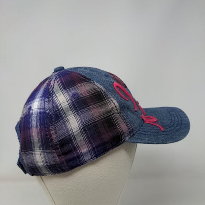 I Love Mickey Strapback Hat Multi OSFA Embroidered Sequin Denim Plaid