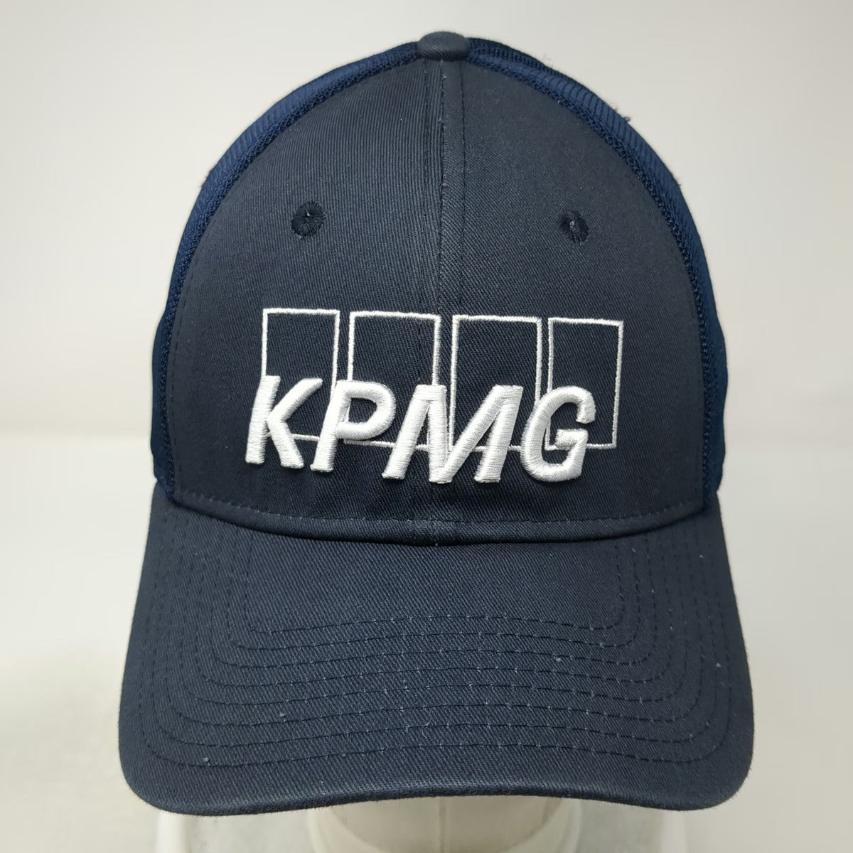 Callaway Baseball Cap Blue XL KPMG Logo Mesh Back Stretch Fit Golf Hat A-Flex