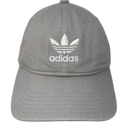 Adidas Baseball Cap Gray One Size Trefoil Logo Strapback Cotton Adjustable Hat