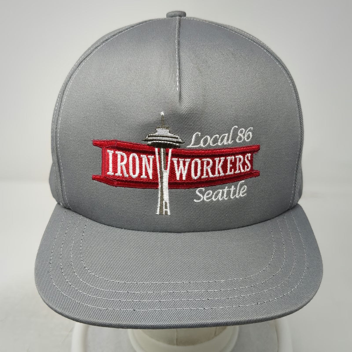 Unionwear 5 Panel Gray One Size Snapback Hat Seattle Iron Workers Local 86 USA