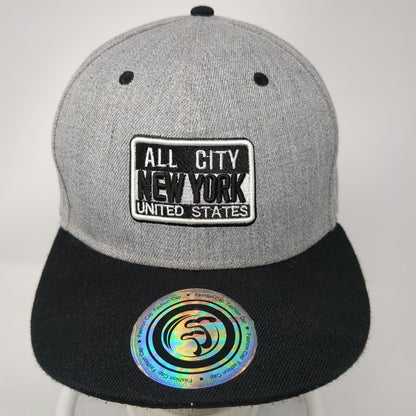 T&T Snapback Gray One Size New York All City United States Flat Brim Hat