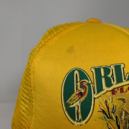 Orlando Florida Men's Snapback Mesh Back Trucker Hat Yellow Adjustable Vintage