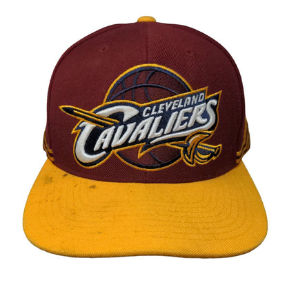 Cleveland Cavaliers Snapback Hat Red Yellow Mitchell & Ness Embroidered NBA