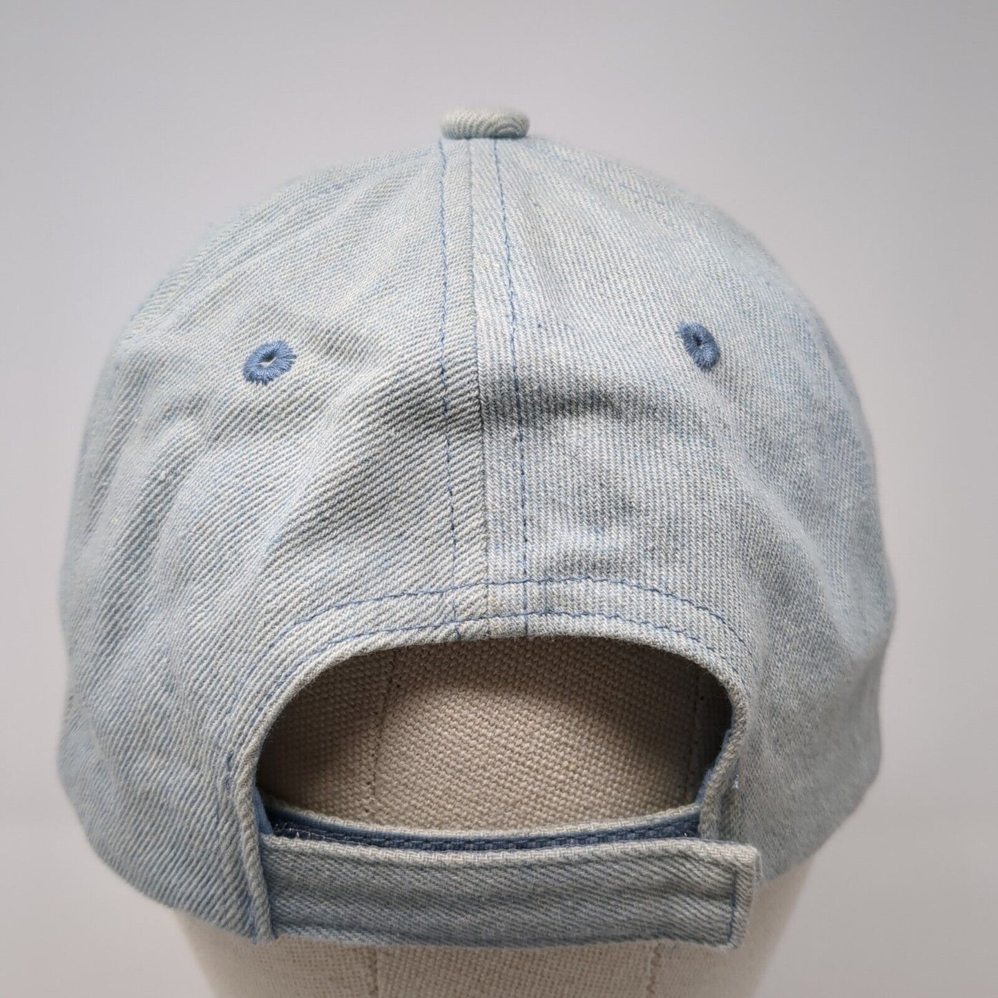 Unbranded Strapback Hat Blue OSFM Adjustable Solid Denim Blank