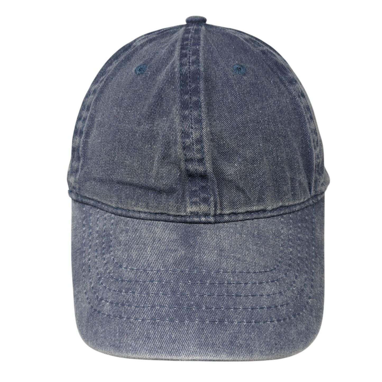 Unbranded Strapback Hat Blue One Size Adjustable Vented Holes Denim Blank
