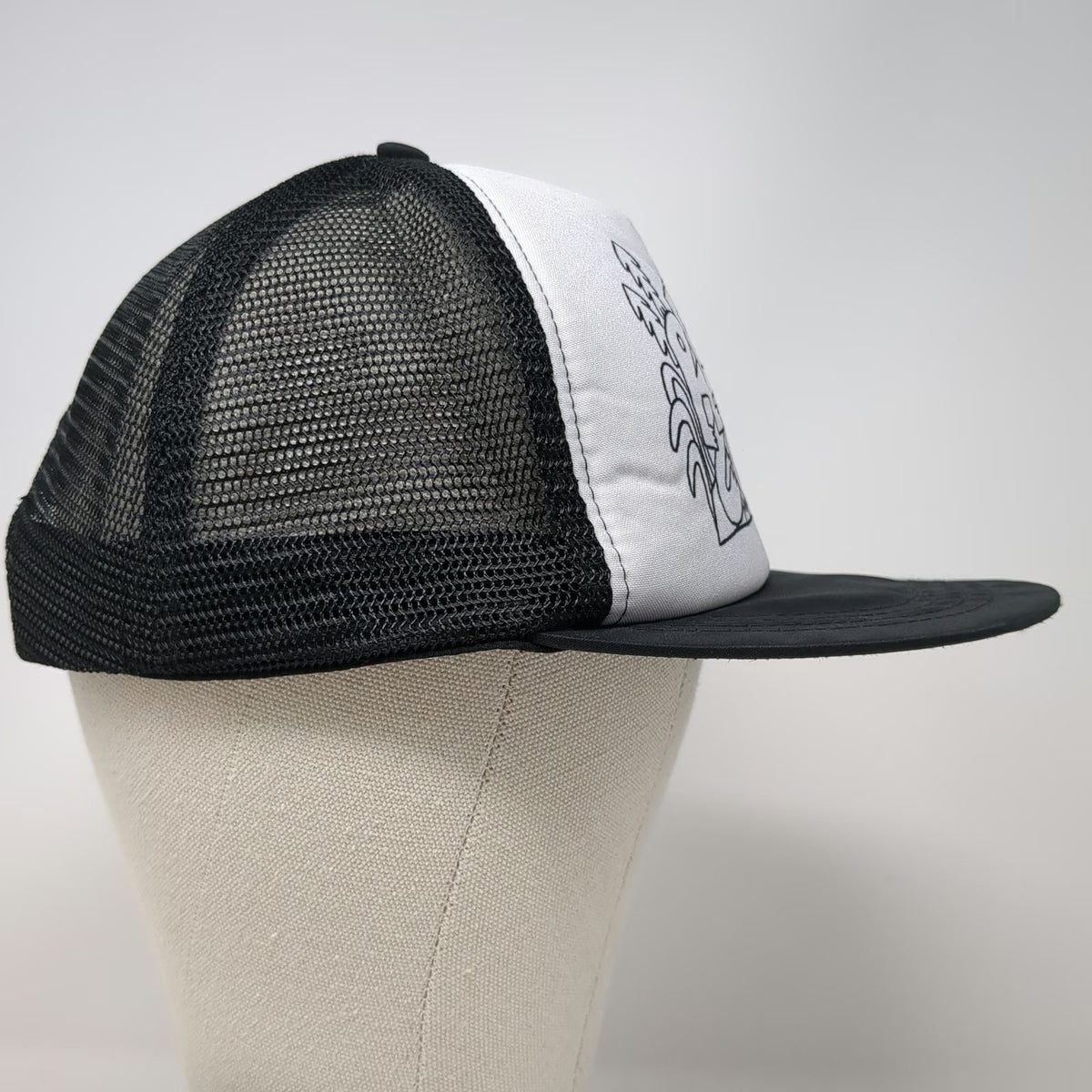 REI Trucker Hat Black One Size Mesh Back Snapback CO-OP Doodle Graphic Trees