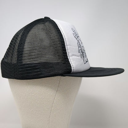 REI Trucker Hat Black One Size Mesh Back Snapback CO-OP Doodle Graphic Trees