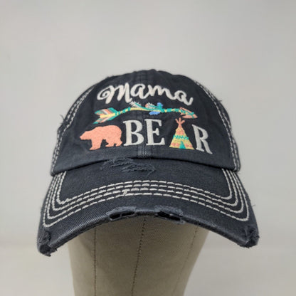 KB Ethos Women's Strapback Hat Blue Adjustable Embroidered Mama Bear Distressed