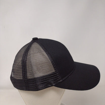 Port Authority Strapback Trucker Hat Black One Size Adjustable Mesh Back 6 Panel
