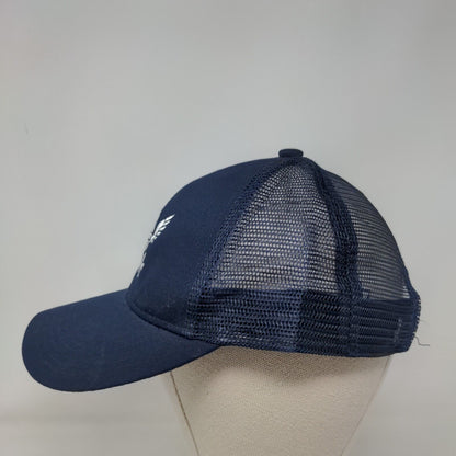 US Navy Veteran Eagle Strapback Trucker Hat Blue One Size Embroidered Mesh Back