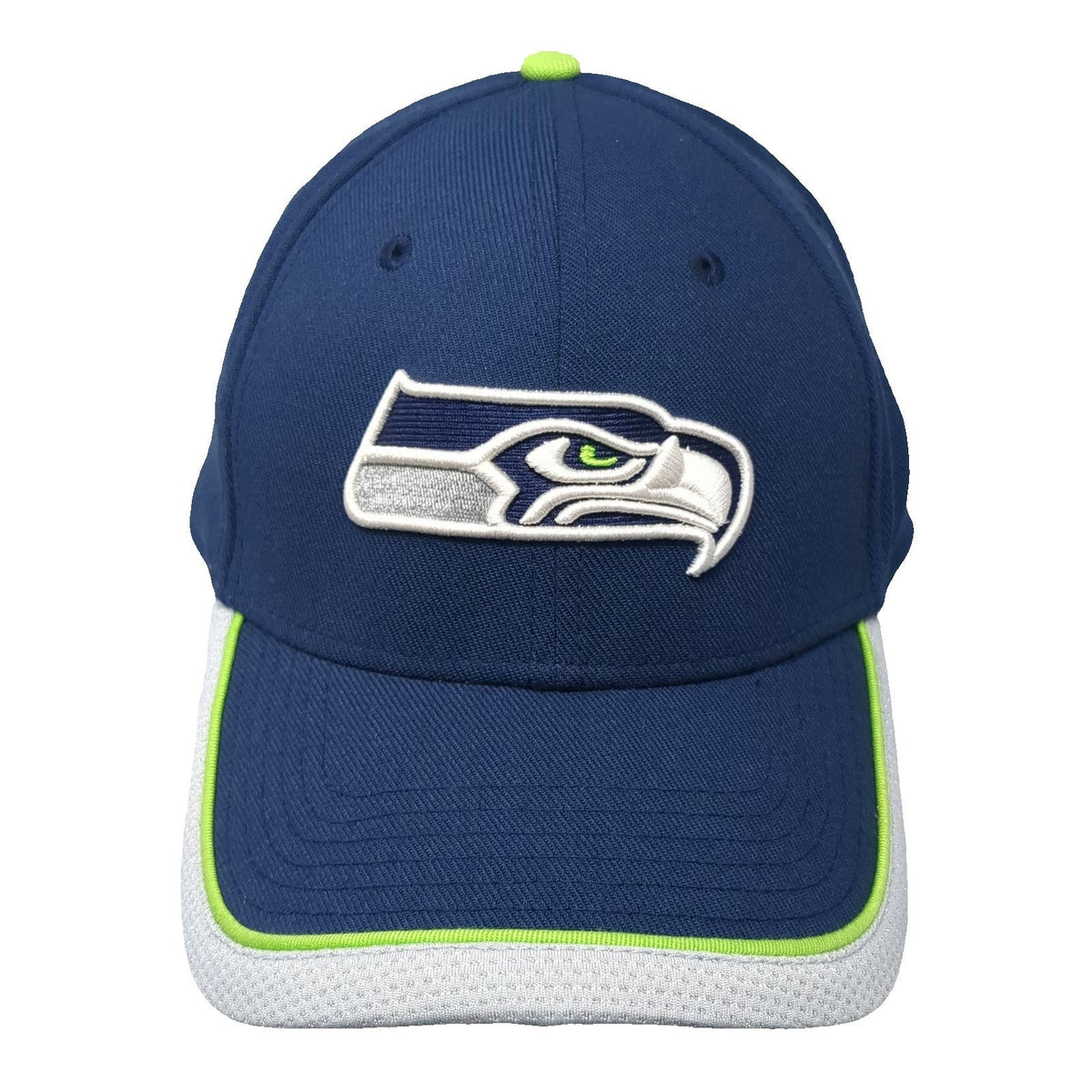 New Era Seattle Seahawks NFL Blue XL 39THIRTY Stretch Fit Curved Bill Logo Hat