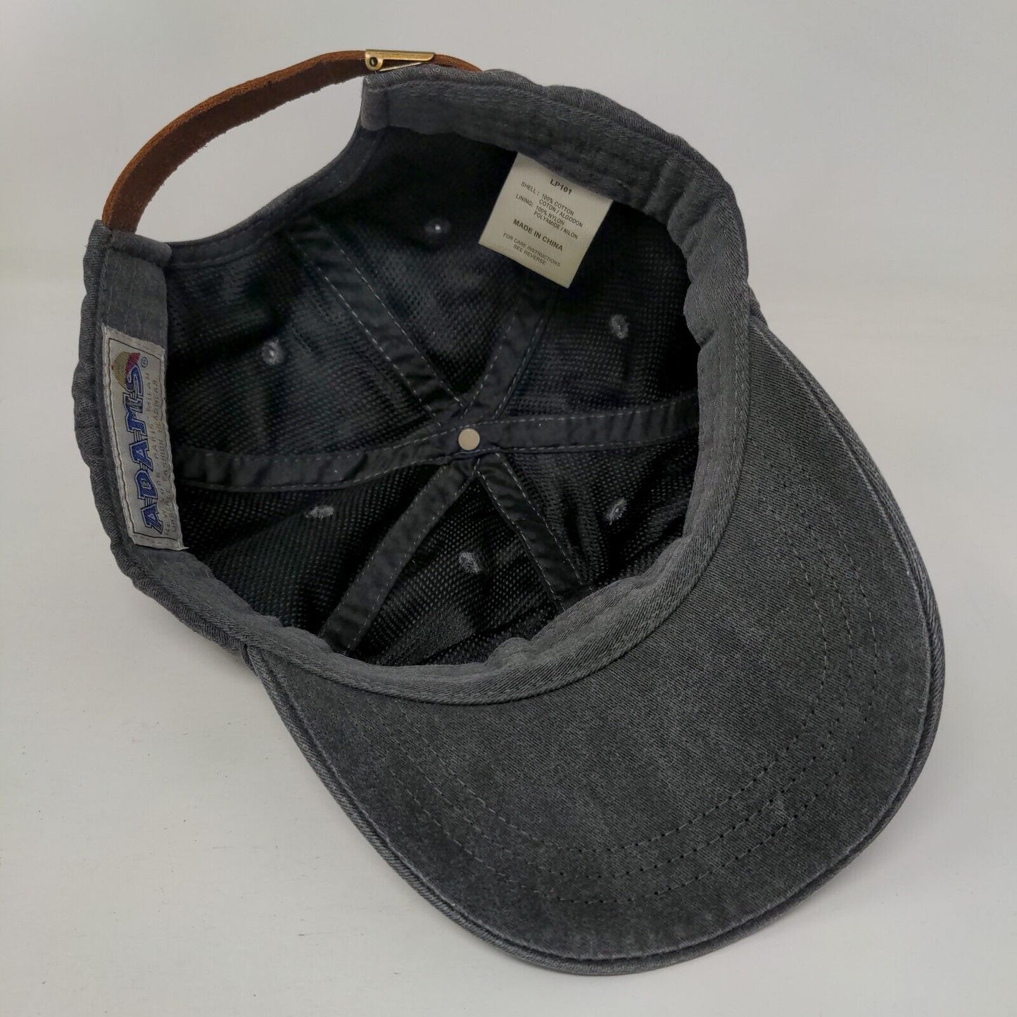 Drunk Vibes Slideback Hat Gray One Size Leather Strap Lined Adams