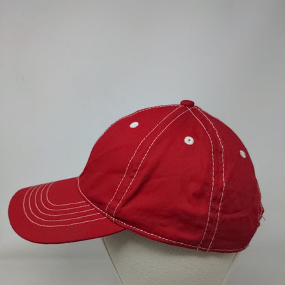 Unbranded Strapback Hat Red OSFM Adjustable Vented Holes 6 Panel Blank