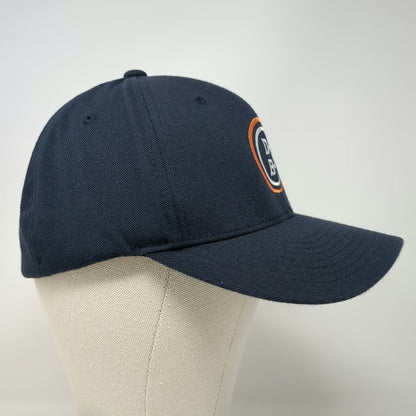 Flexfit Baseball Cap Blue Orange White XL Fitted Hat DB Logo Embroidered