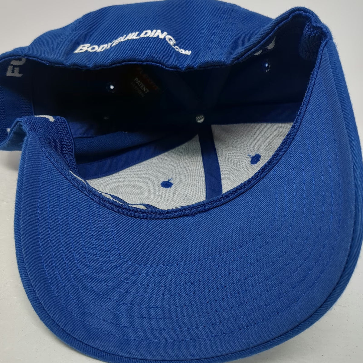 Flexfit Baseball Cap Blue XL Fitted Bodybuilding Logo Stretch Fit Hat