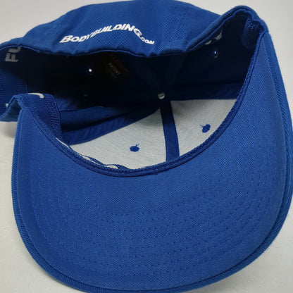 Flexfit Baseball Cap Blue XL Fitted Bodybuilding Logo Stretch Fit Hat