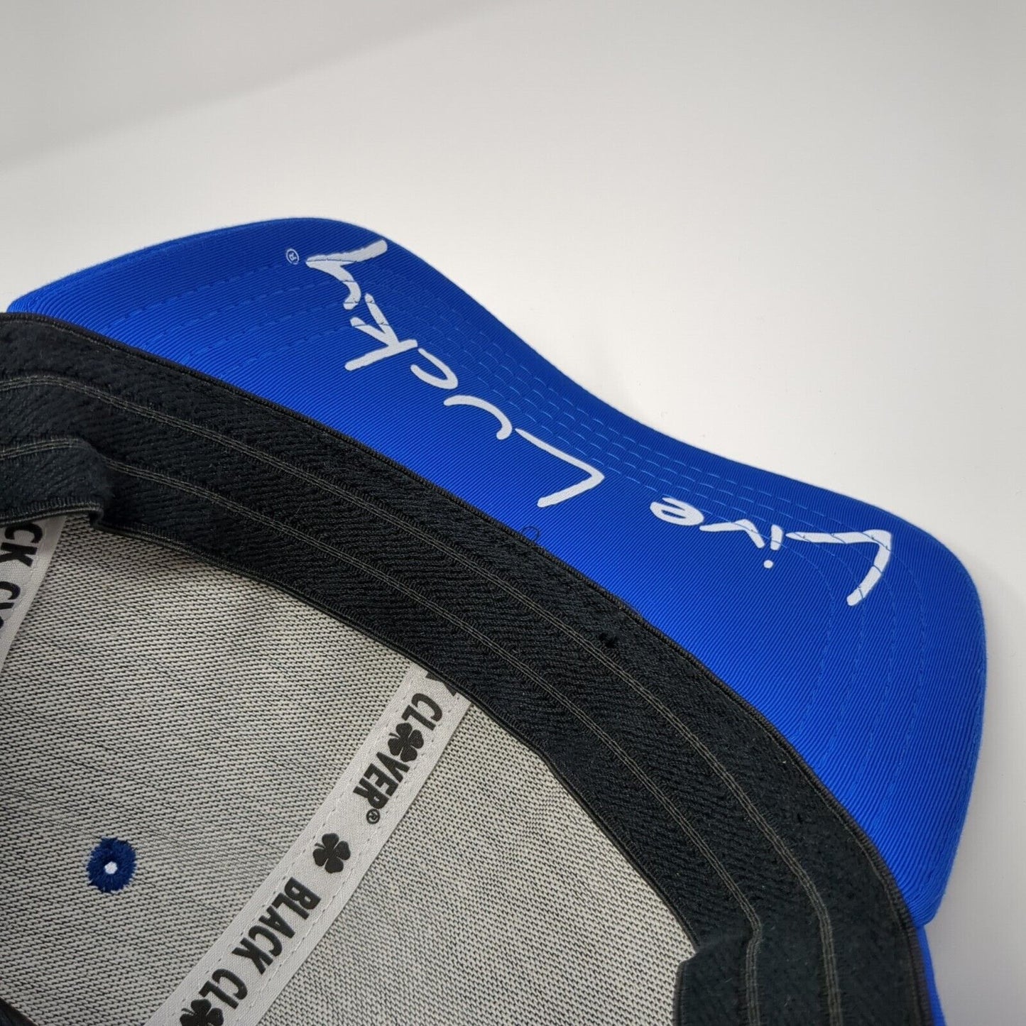 Black Clover Fitted Hat Blue L/XL Think Young & Live Lucky 6 Panel