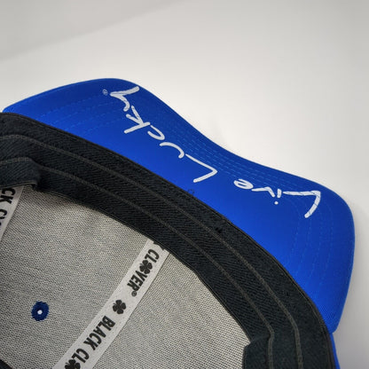 Black Clover Fitted Hat Blue L/XL Think Young & Live Lucky 6 Panel