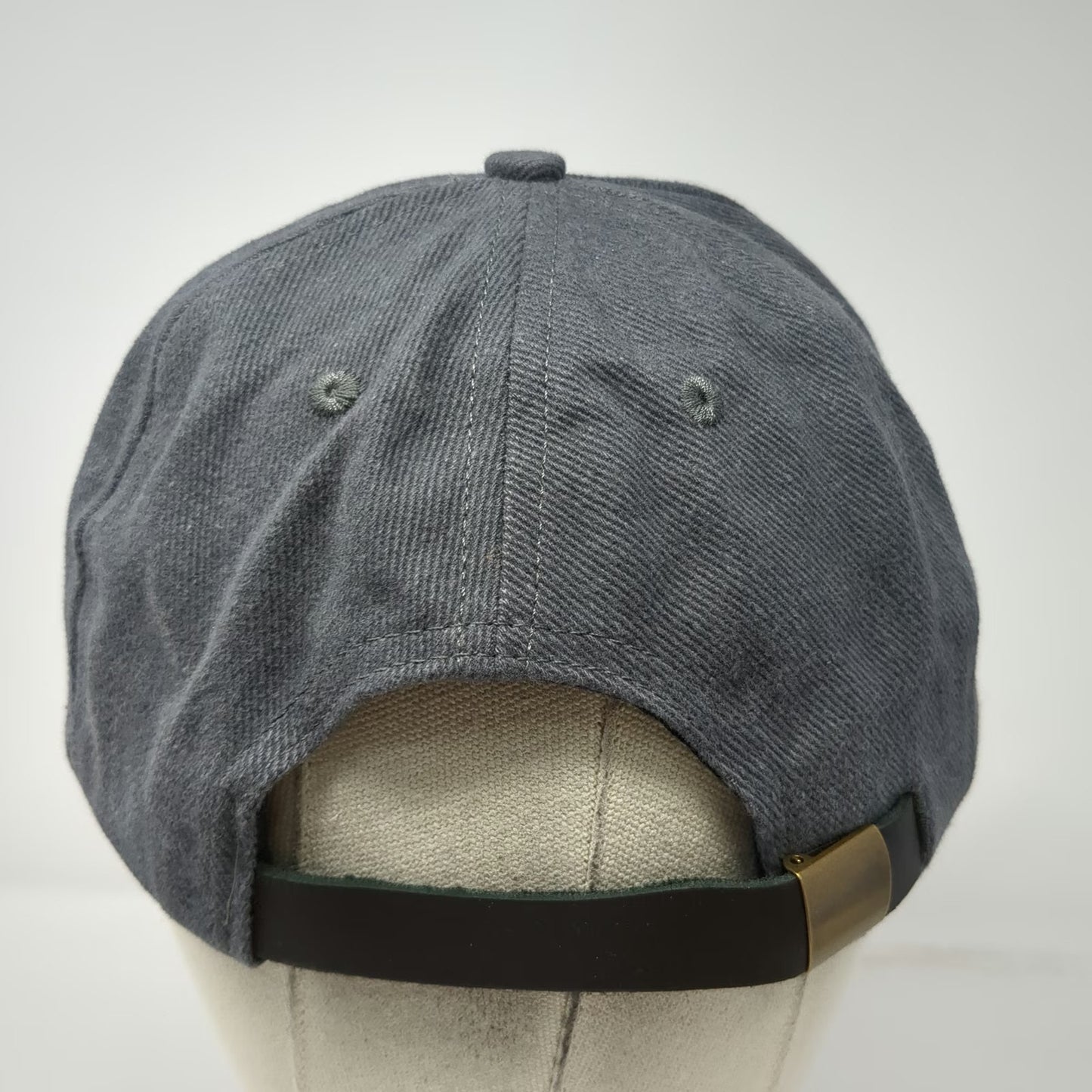 Baseball Cap Gray One Size Made in USA Slideback Green Felt Letter R 6-Panel Hat