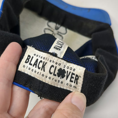 Black Clover Baseball Cap Blue XL A-Flex Stretch Fit Live Lucky Four Leaf Hat