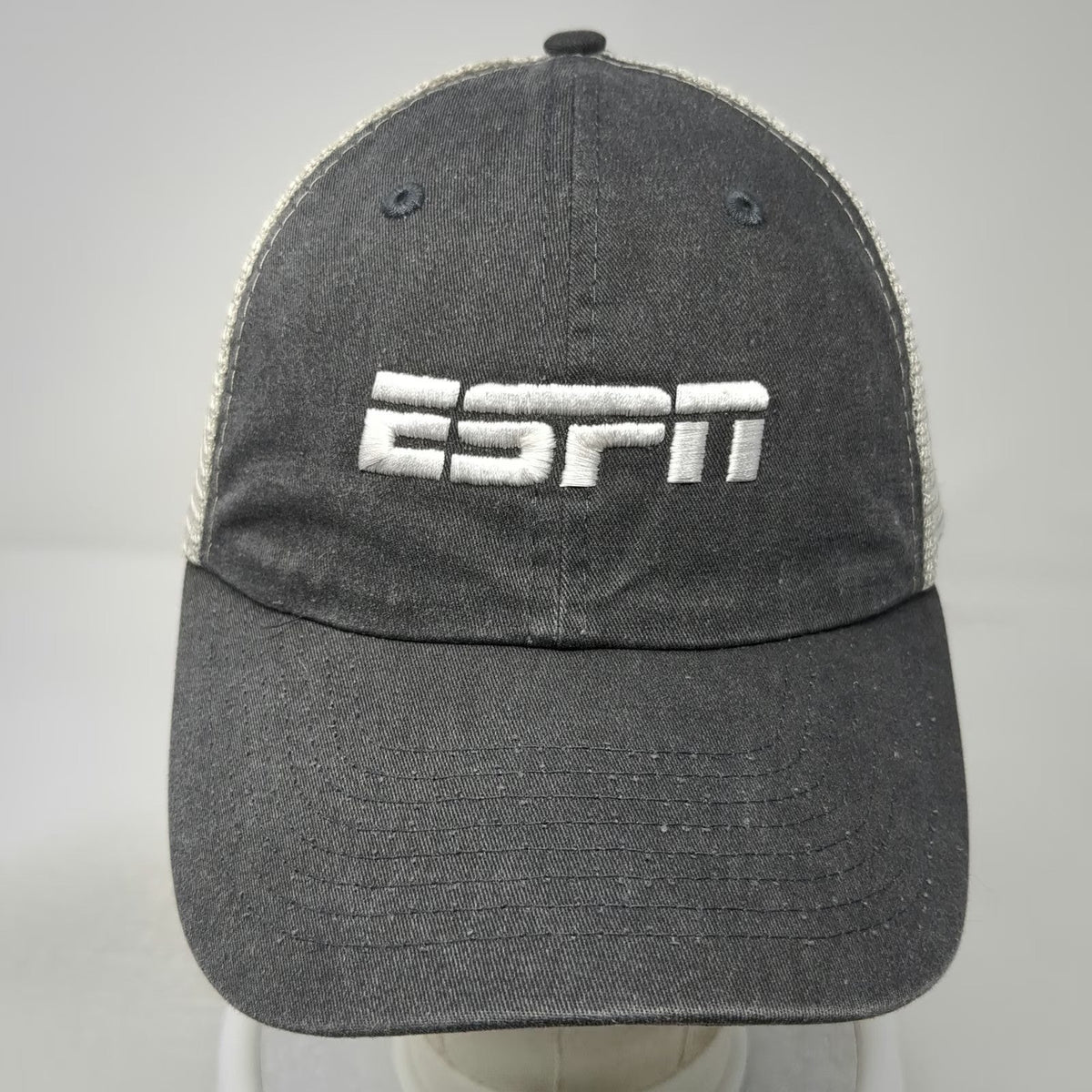 Sportsman Trucker Hat Gray White One Size ESPN Logo Mesh Snapback Cotton hat
