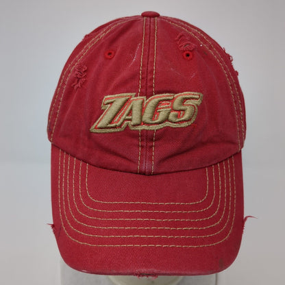 ZAGS Slideback Hat Red OS Adjustable Embroidered Distressed Top of The World