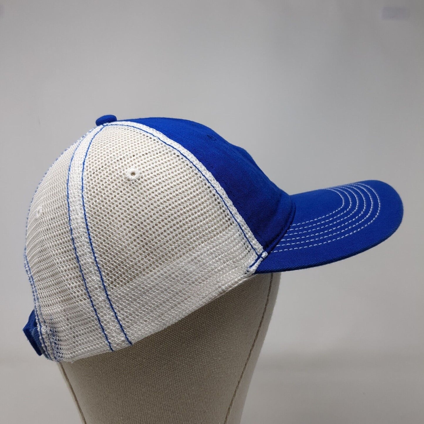 PHE Strapback Trucker Hat Blue One Size Mesh Back District Colorblock