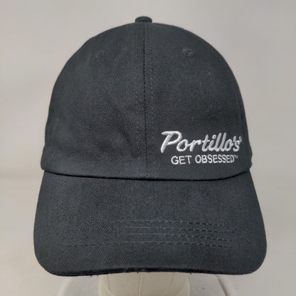 Portillo's Slideback Hat Black Adjustable Embroidered Uniform Employee Cap Hat