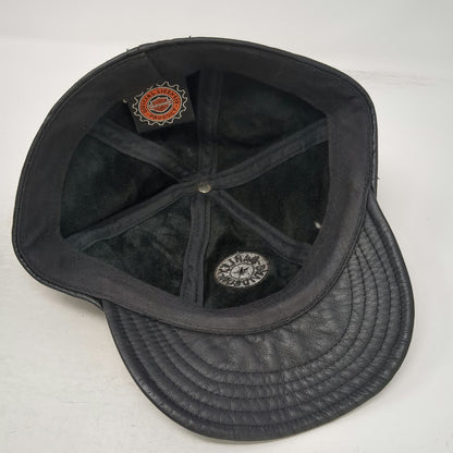 Harley-Davidson Baseball Cap Black M Leather Star Logo USA Fitted Hat Vintage