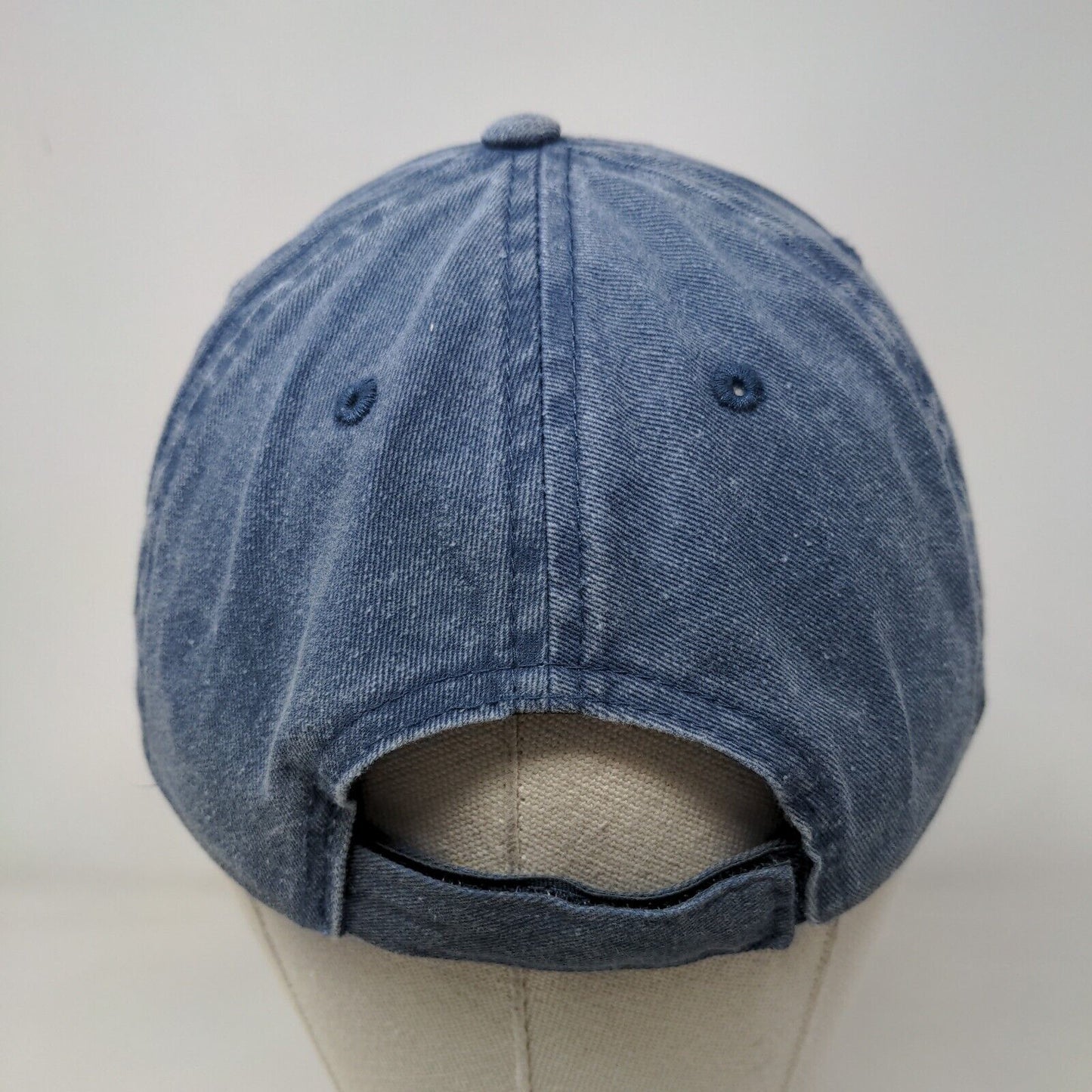 Unbranded Strapback Hat Blue OSFM Adjustable Denim Vented Holes 6 Panel Blank