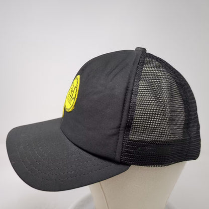 Cal-Stores Black Trucker Hat One Size Embroidered Patch Snapback Green Underbrim