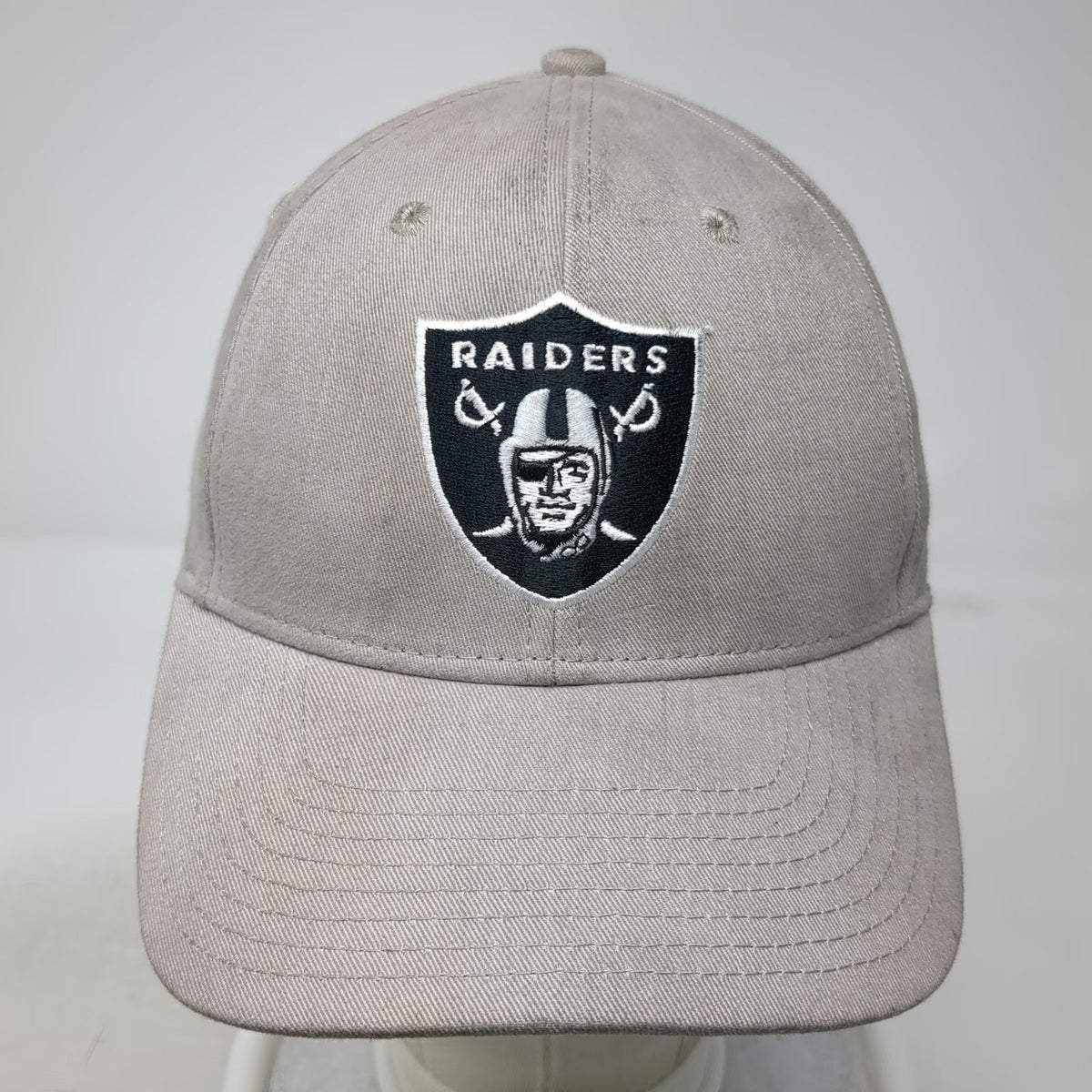 NFL Team Apparel Las Vegas Raiders Cap Gray One Size Strapback Hat Shield Logo