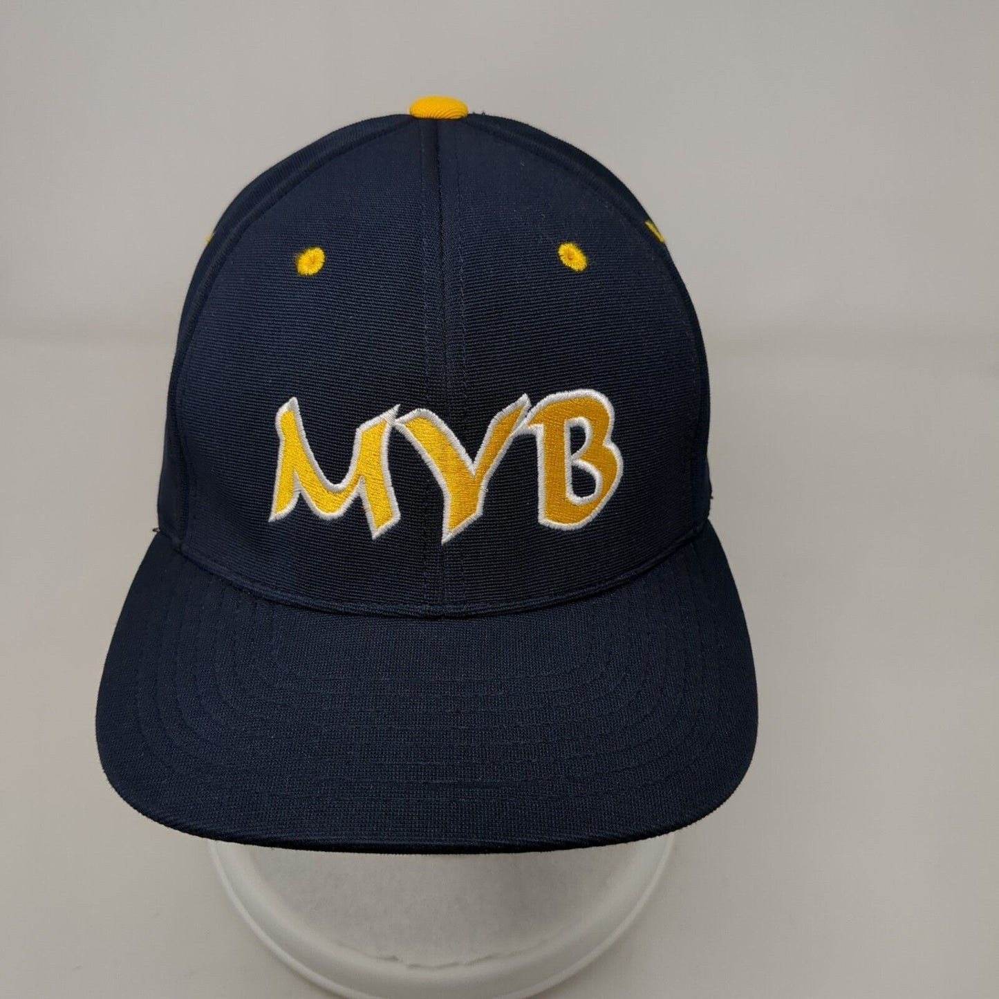 MYB Fitted Hat Blue 7 3/8-8 Embroidered Vented Holes 6 Panel Pacific Headwear