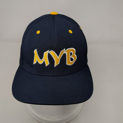 MYB Fitted Hat Blue 7 3/8-8 Embroidered Vented Holes 6 Panel Pacific Headwear