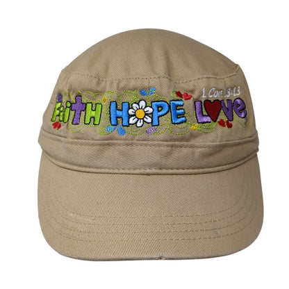 Faith Hope Love 1 Cor. 13:13 Cadet Army Cap Tan One Size Embroidered District