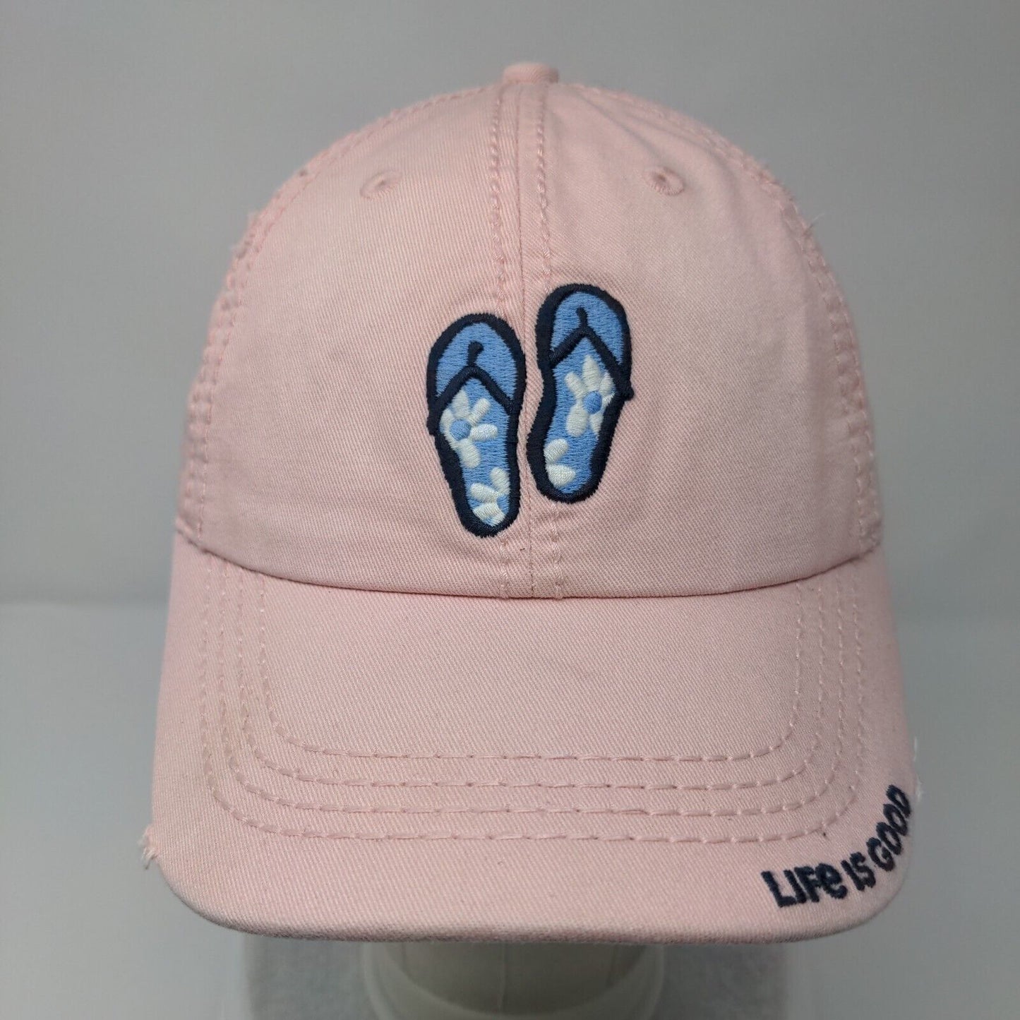 Life Is Good Flip Flops Chill Slideback Hat Pink One Size Embroidered