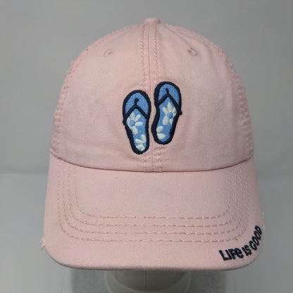 Life Is Good Flip Flops Chill Slideback Hat Pink One Size Embroidered